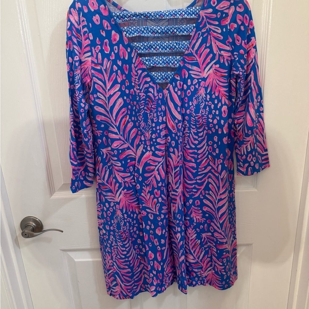 Lilly Pulitzer Blue and Pink Patterned Dress Nautical Tropical Boating - Picture 2 of 6